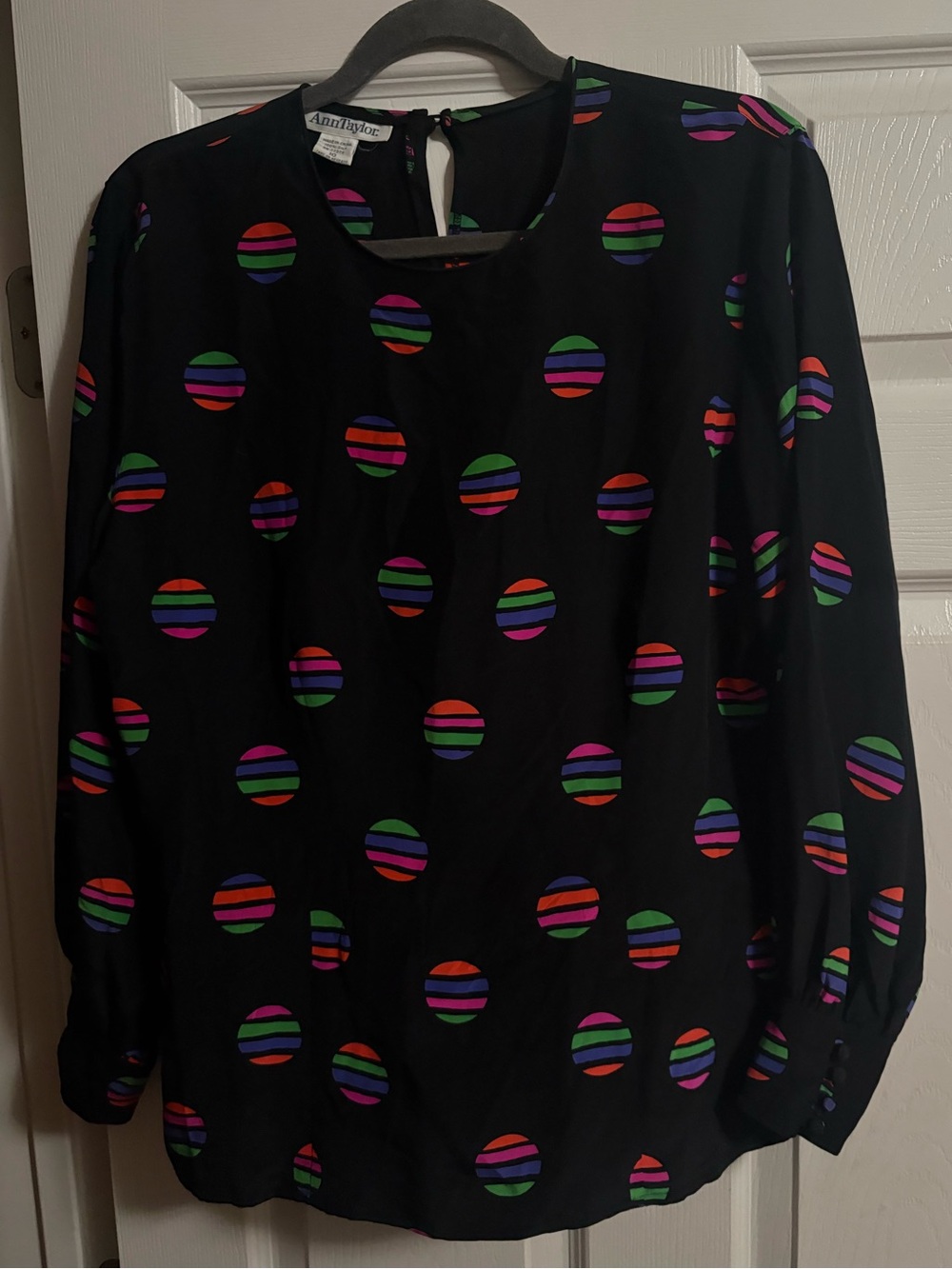 100% Silk Vintage Ann Taylor retro long sleeve blouse top quiet luxury VTG 10